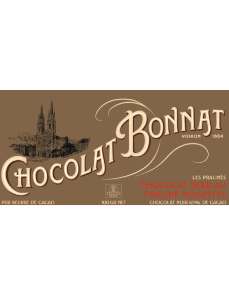 Chocolat Bonnat Noir au praliné noisette